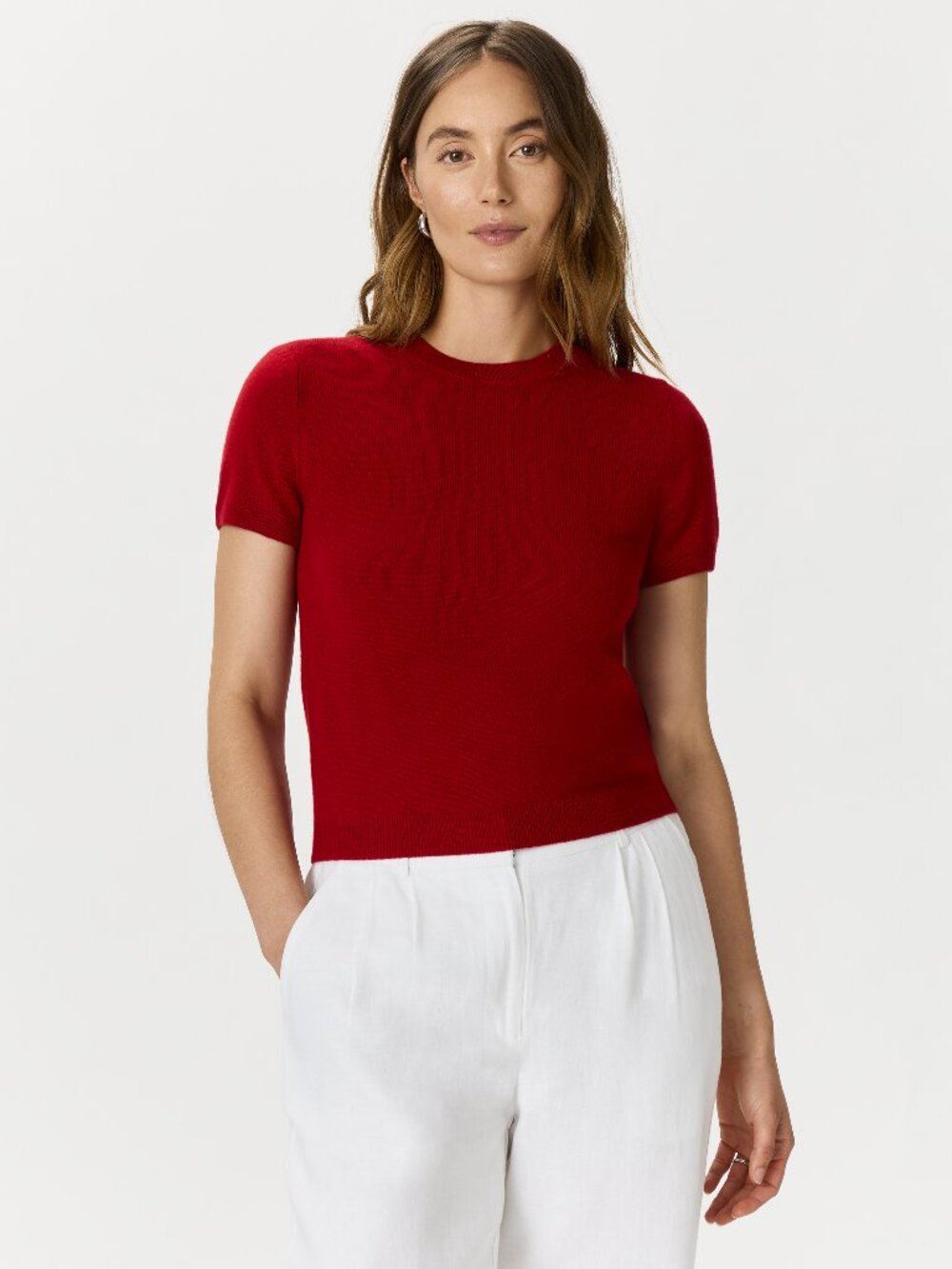 Mongolian Cashmere Tee in Varsity Red - Picture 7 of 8